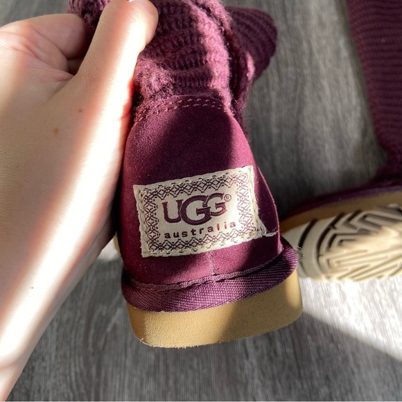 UGG Women's Classic Cardy Maroon Winter Button Tall Boots - Picture 4 of 9